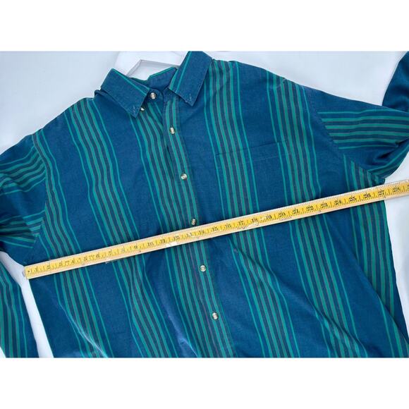 McGregor Classics Button Down Shirt Mens 2XL XXL Blue Green Striped Long Sleeves - Picture 14 of 16